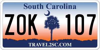 SC license plate ZOK107