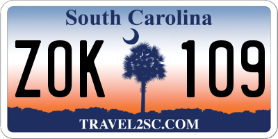 SC license plate ZOK109