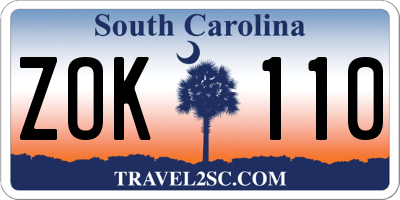 SC license plate ZOK110