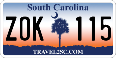 SC license plate ZOK115