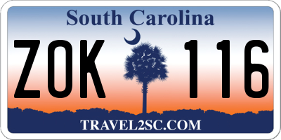 SC license plate ZOK116