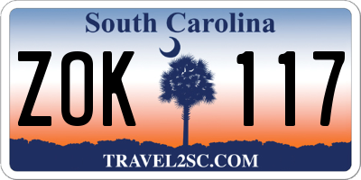 SC license plate ZOK117