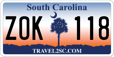 SC license plate ZOK118