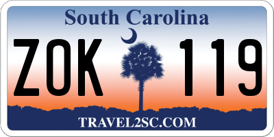 SC license plate ZOK119