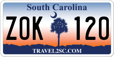 SC license plate ZOK120