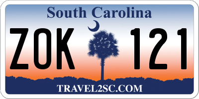 SC license plate ZOK121