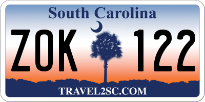SC license plate ZOK122