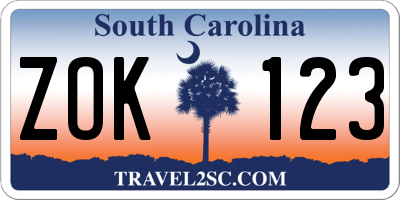SC license plate ZOK123