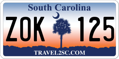 SC license plate ZOK125