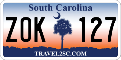 SC license plate ZOK127
