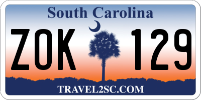 SC license plate ZOK129