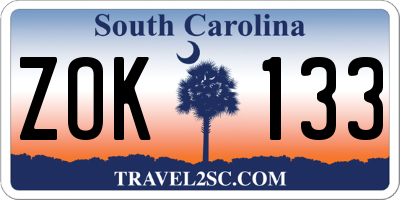 SC license plate ZOK133