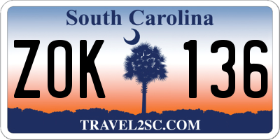 SC license plate ZOK136