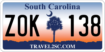 SC license plate ZOK138