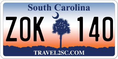 SC license plate ZOK140