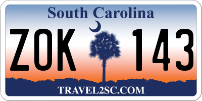 SC license plate ZOK143