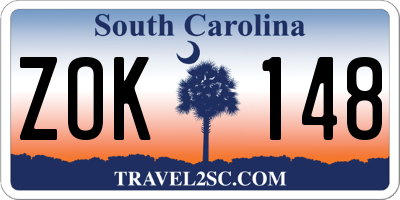 SC license plate ZOK148