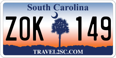 SC license plate ZOK149