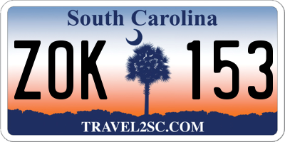 SC license plate ZOK153