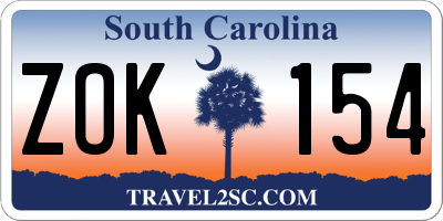 SC license plate ZOK154