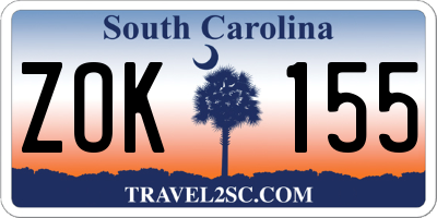 SC license plate ZOK155