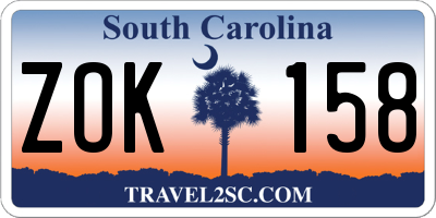 SC license plate ZOK158