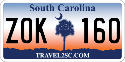 SC license plate ZOK160