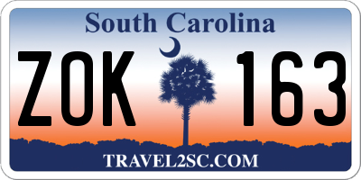 SC license plate ZOK163