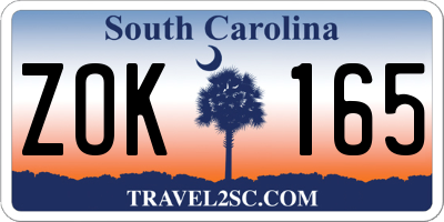 SC license plate ZOK165