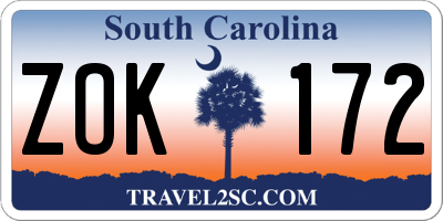 SC license plate ZOK172