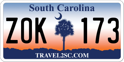 SC license plate ZOK173