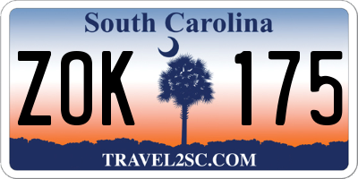 SC license plate ZOK175