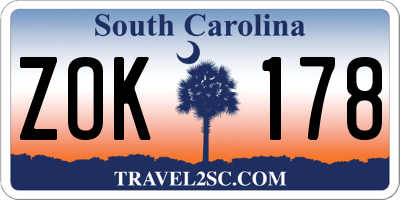 SC license plate ZOK178