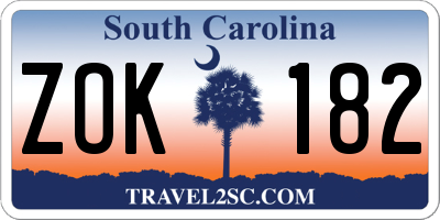 SC license plate ZOK182