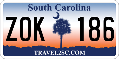 SC license plate ZOK186