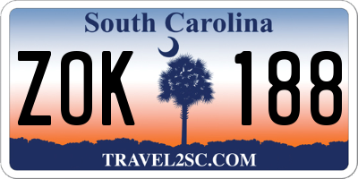 SC license plate ZOK188