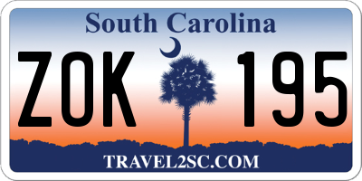 SC license plate ZOK195