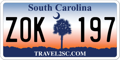 SC license plate ZOK197