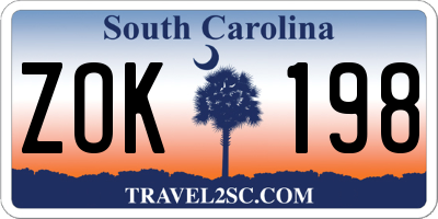 SC license plate ZOK198