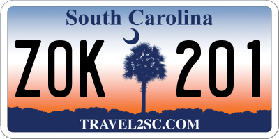 SC license plate ZOK201