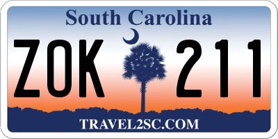 SC license plate ZOK211
