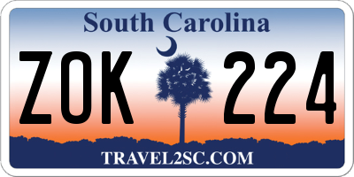 SC license plate ZOK224