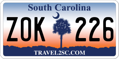 SC license plate ZOK226
