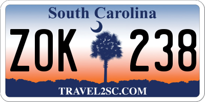 SC license plate ZOK238