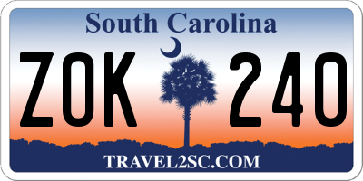 SC license plate ZOK240