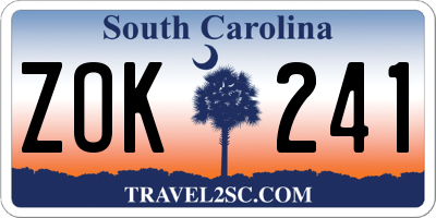 SC license plate ZOK241