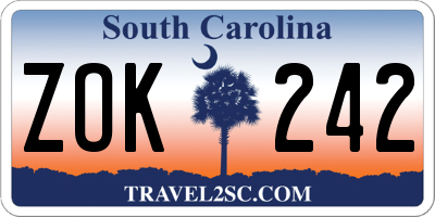 SC license plate ZOK242