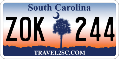 SC license plate ZOK244