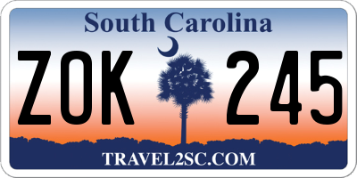 SC license plate ZOK245