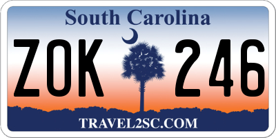 SC license plate ZOK246